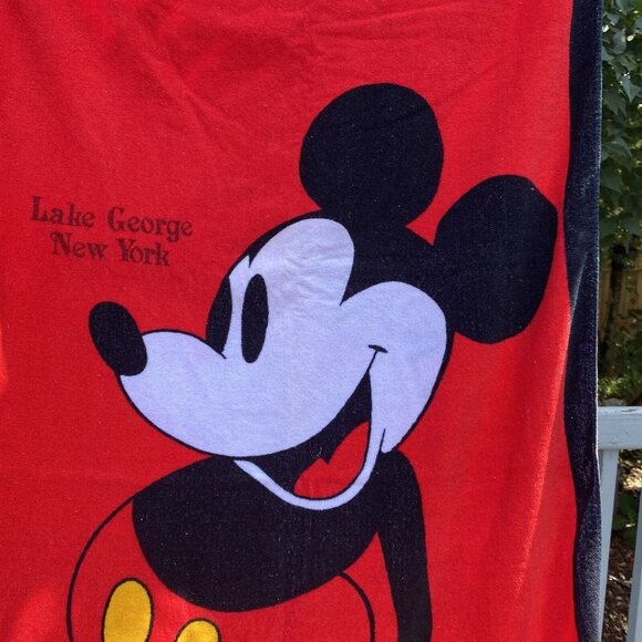 Vintage Sherry of Miami Beach Towel Mickey Mouse Disney Black Red Lake George NY - Picture 4 of 7